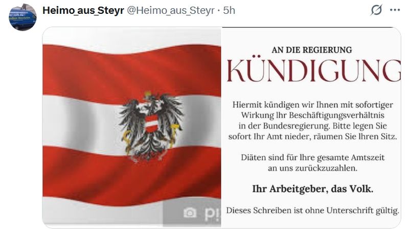 Kündigung Regierung